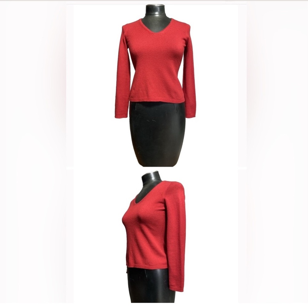 Ann Taylor Red V-Neck Cashmere Sweater